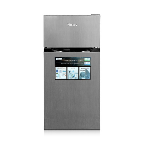 Hilbery 112 Ltr Double Door Fridge GREY & BLACK
