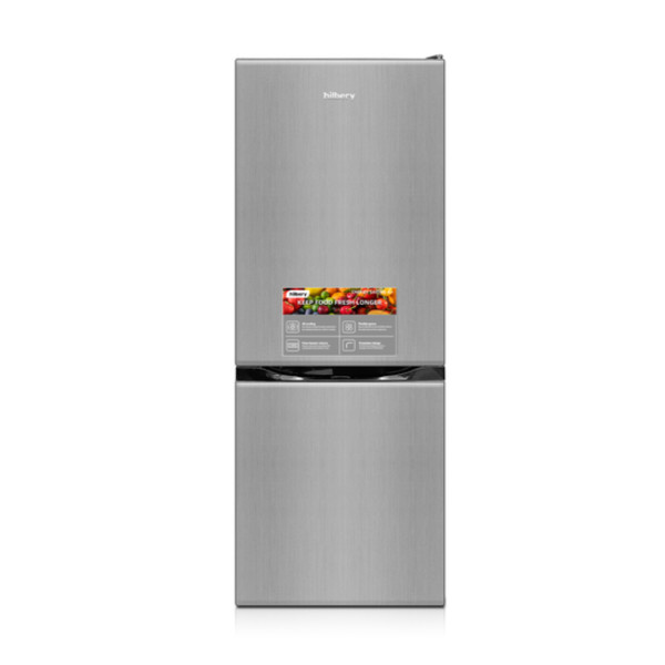 Hilbery 227 Ltr Double Door Bottom Freezer Fridge GREY