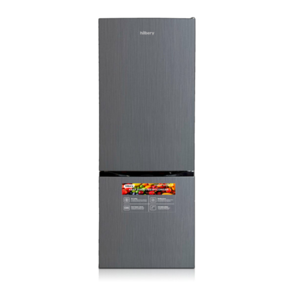 Hilbery 157 Ltr Double Door Bottom Freezer Fridge GREY & BLACK