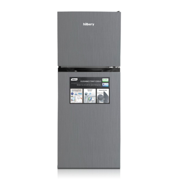 Hilbery 138 Ltr Double Door Fridge GREY & BLACK