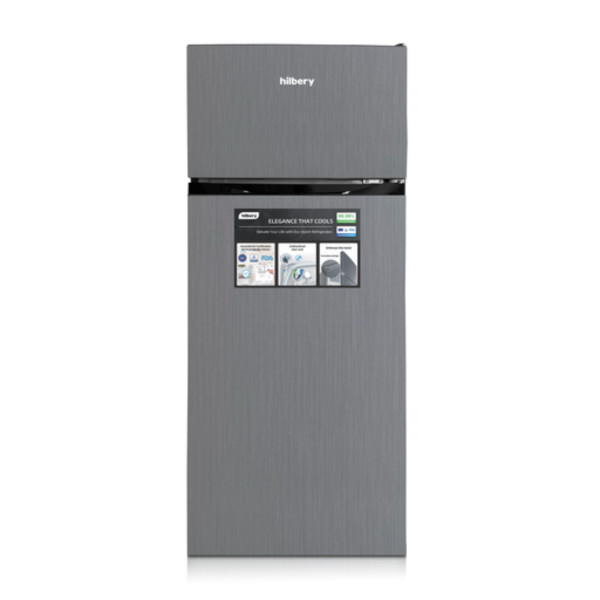 Hilbery 211 Ltr Double Door Fridge GREY & BLACK